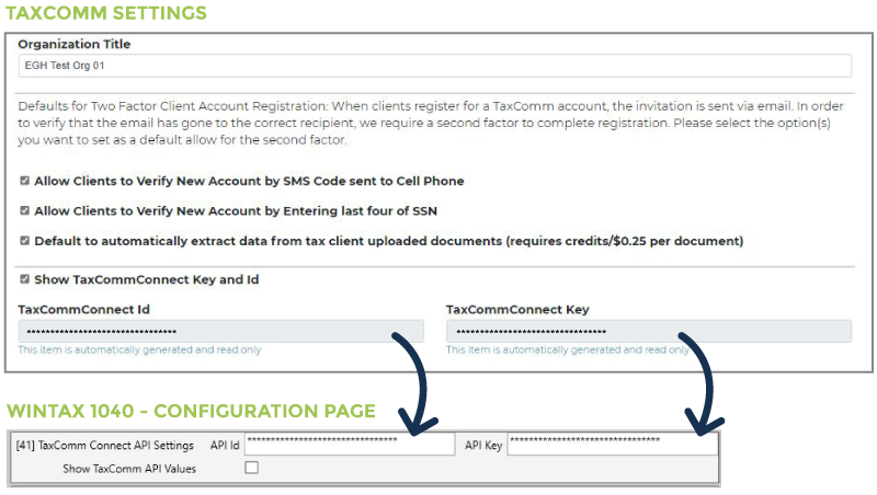 copy and paste your TaxComm keys into the Wintax configuration page